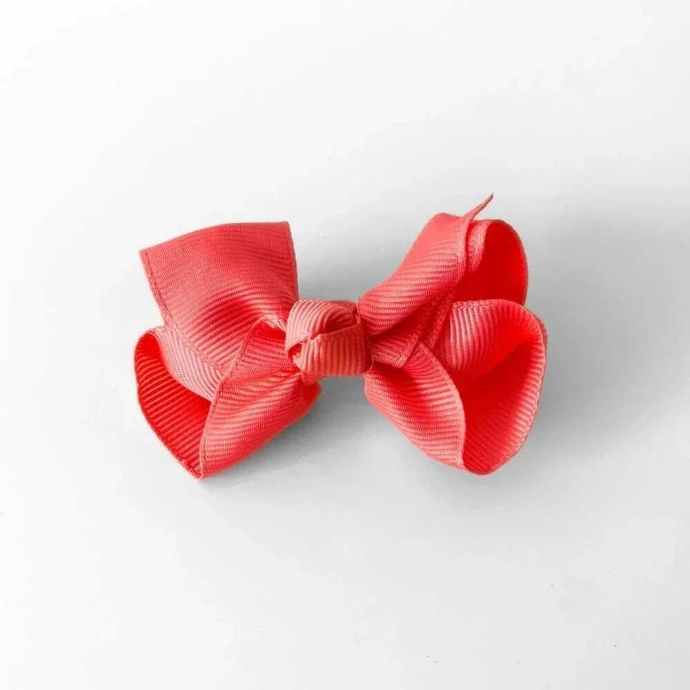 Set of 2 Pretty Girls Hair Bows Grosgrain Ribbon Clips Hair Accessories Fushia